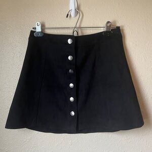 Zara TRF Button Down Black Poly/Spandex Mini Skirt - Size M